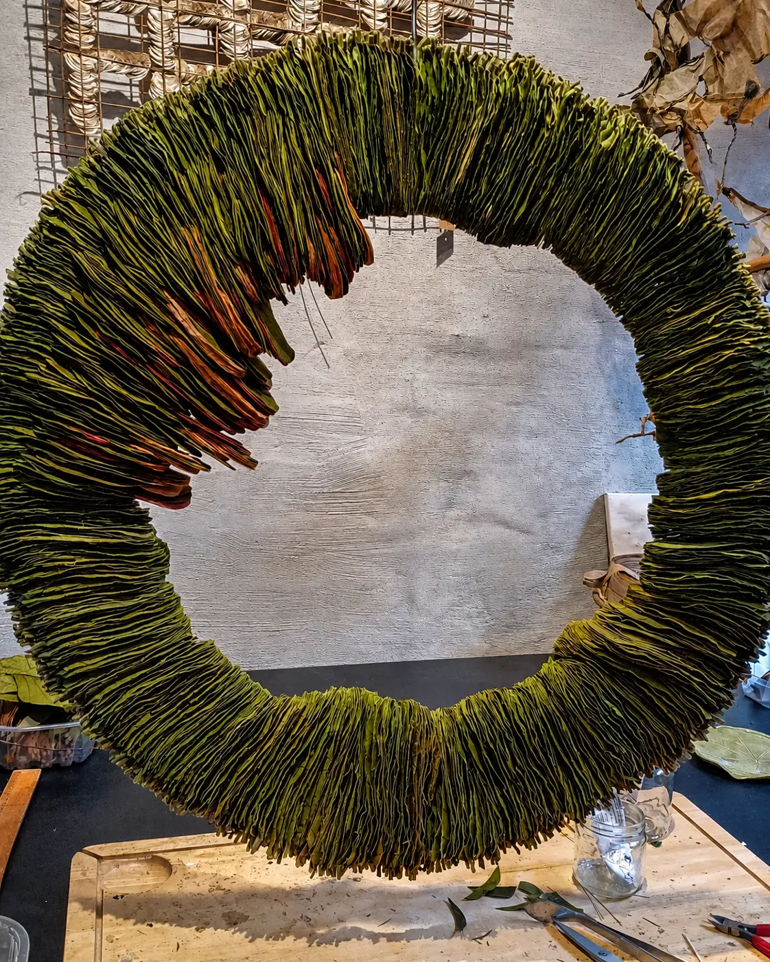 Cirkel, groen 2 — Blad op stalen ring